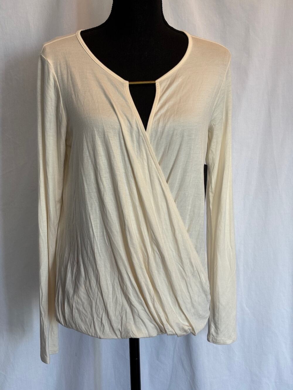 USA Made NWT Ella Moss Jersey Crossfront Top Rayon Color: Natural RTL $118.00 M